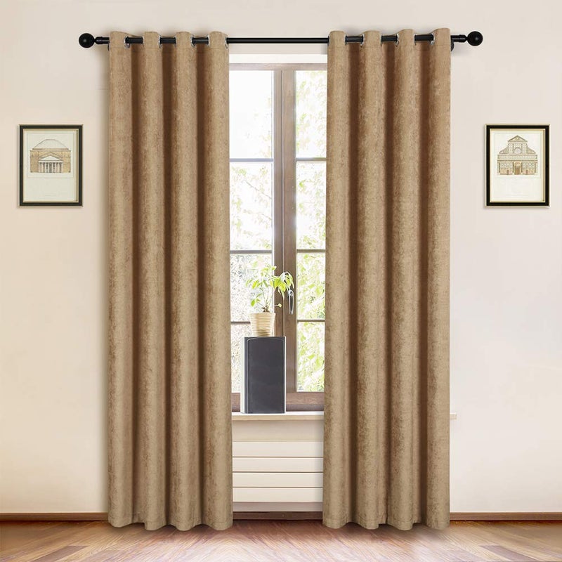 ELKCA Double-Sided Chenille Curtains for Living Room Modern Window Treatment for Bedroom Curtain,Grommet Top-2 Panels (Coffee, 52" W x 84" L) - Image 1